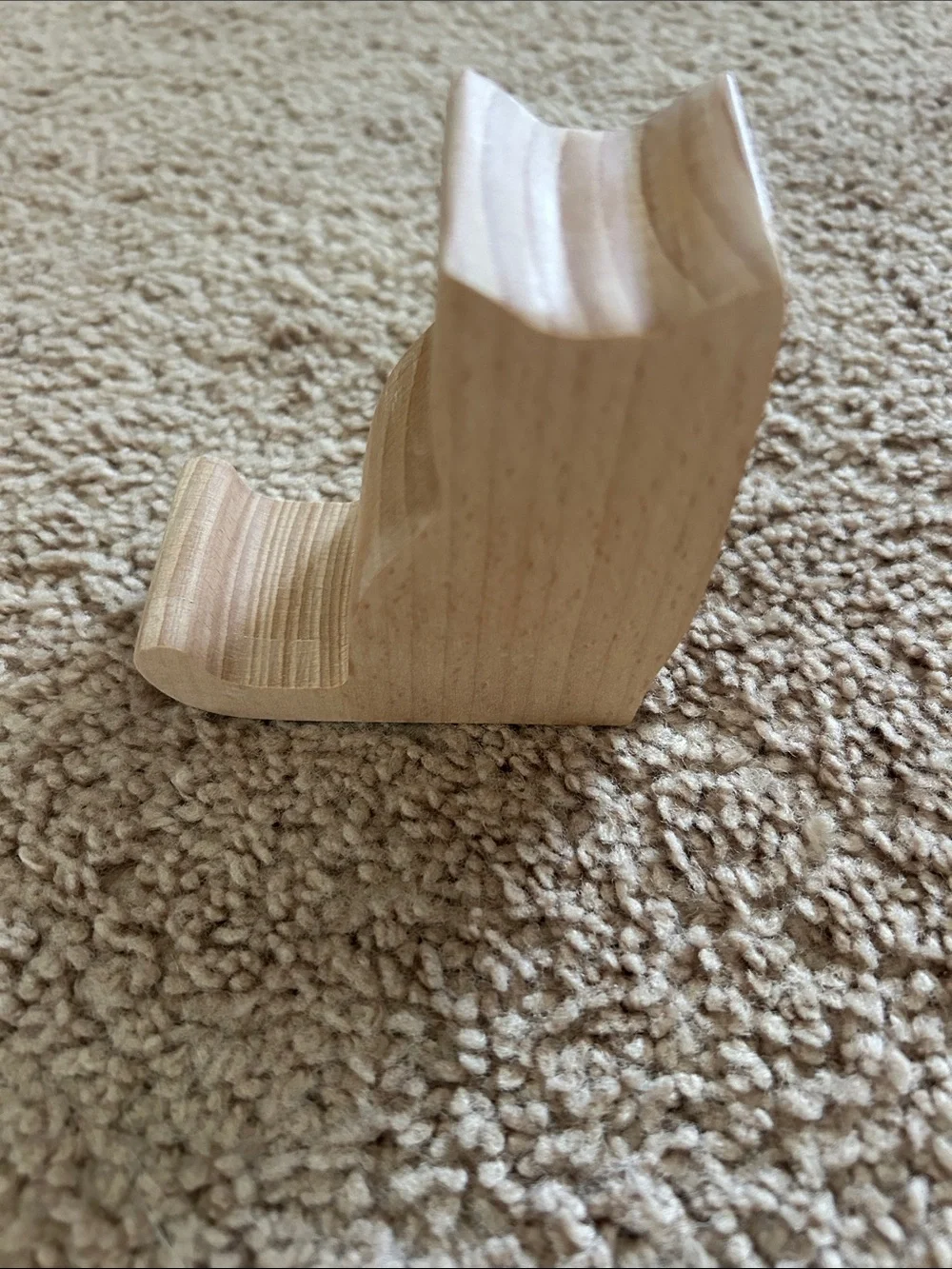Handcrafted Wooden Cat Phone Stand - Natural Wood